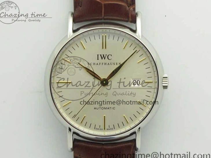 MIROTIME 0517 Portofino Automatic SS TWF 1:1 Best Edition Silver Dial Gold Markers on Brown Leather Strap A Bright 7203